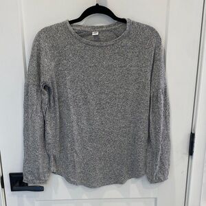Cozy Gray Long Puff Sleeve Shirt